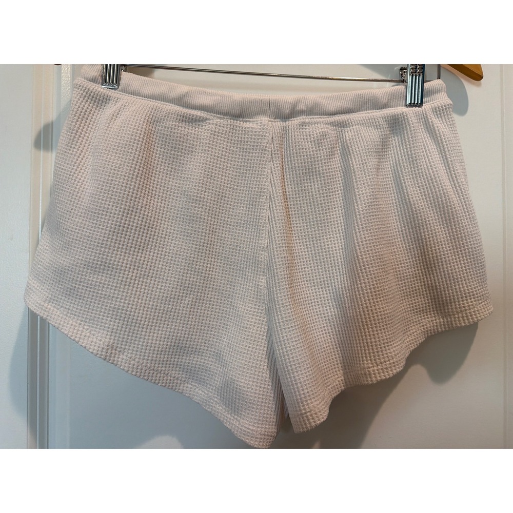 Stars Above Womens Waffle Knit Lounge Shorts Cream Off White Small Side Pockets - Picture 3 of 7